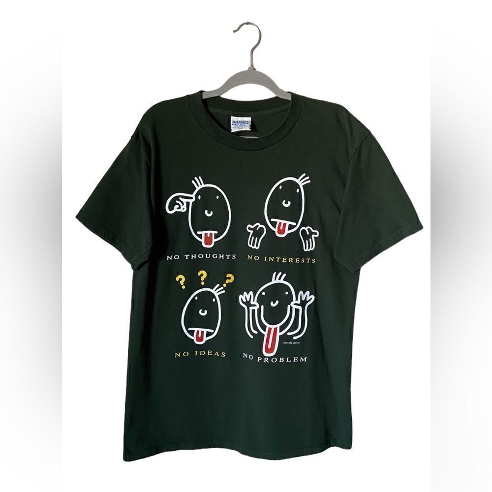 Gildan Vintage 100% Cootton Green Shirt Tees Short Sleeve Size L